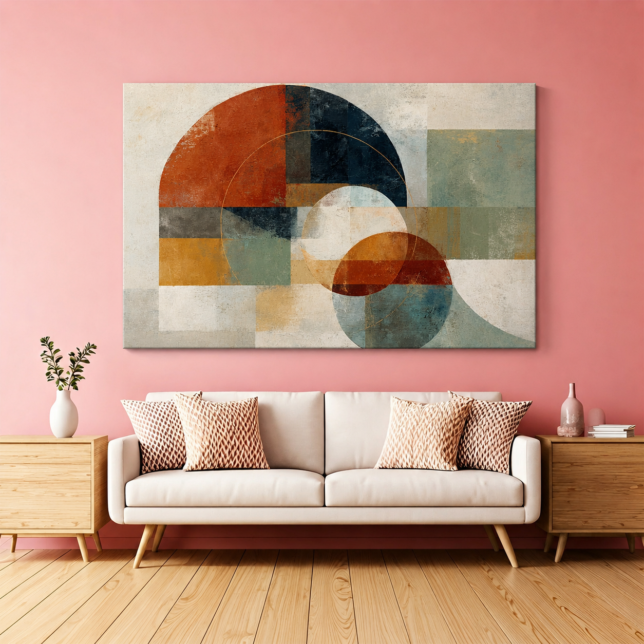 Modern Abstract Geometric Canvas Wall Art Minimalist Shapes Painting