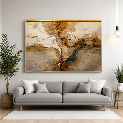 Luxury Neutral Abstract Canvas Wall Art Textured Modern Painting