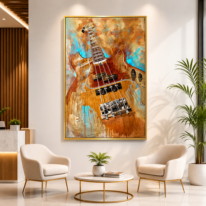 Abstract Bass Guitar Canvas Wall Art