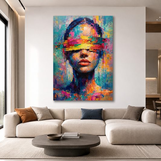 Abstract Blindfold Woman Canvas Wall Art