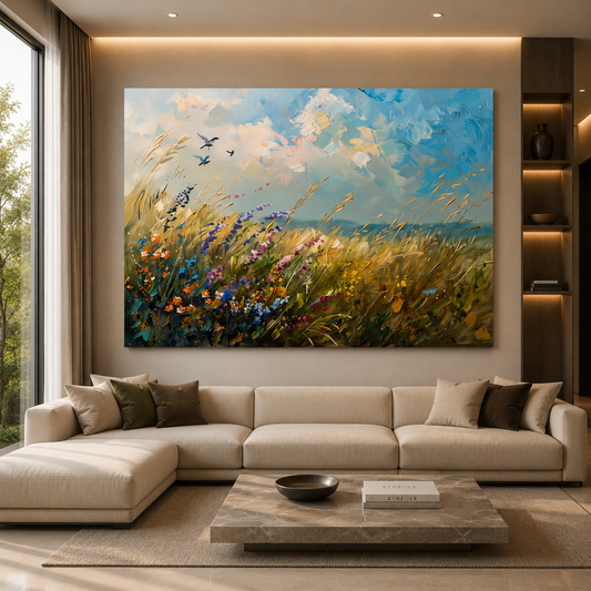 Abstract Wildflower Meadow Canvas Wall Art