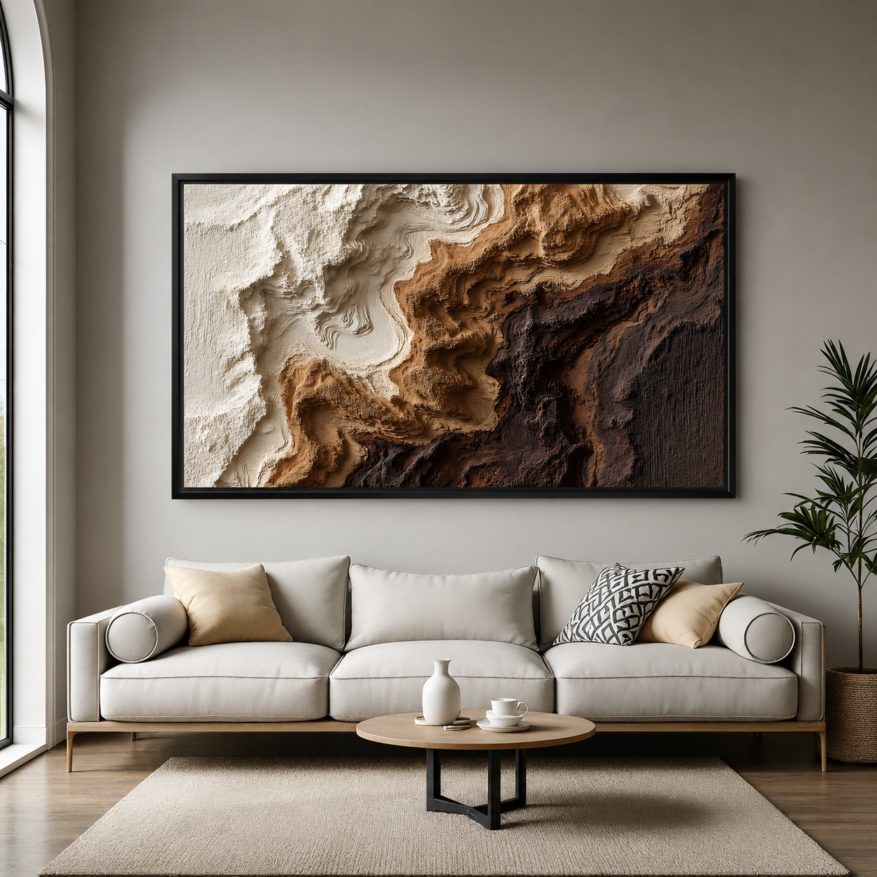Brown Textured Abstract Canvas Wall Art Modern Luxury Home Decor Print
