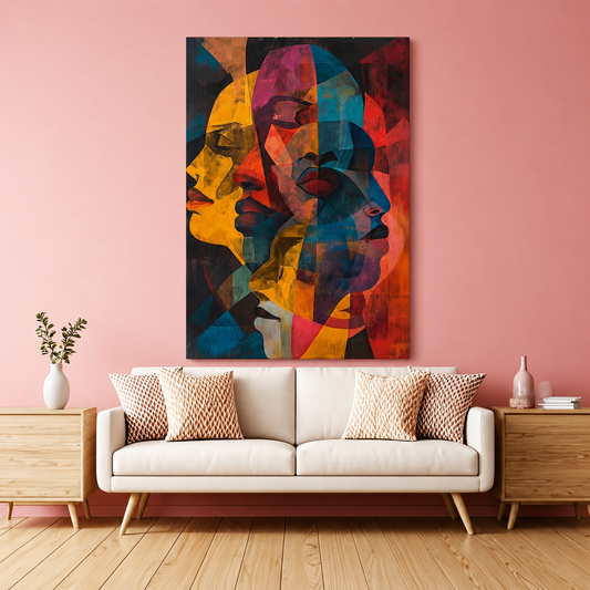 Abstract Faces Canvas Wall Art Colorful Modern Portrait Painting Decor