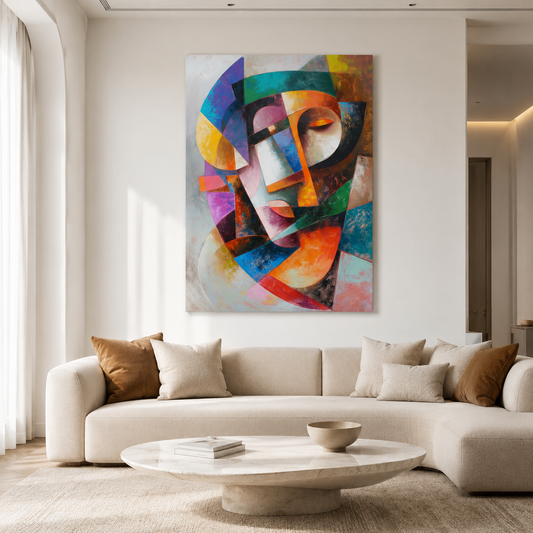 Abstract Cubist Face Canvas Wall Art 