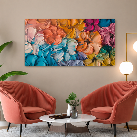 Colorful Floral Abstract Canvas Wall Art Modern Flower Wall Decor