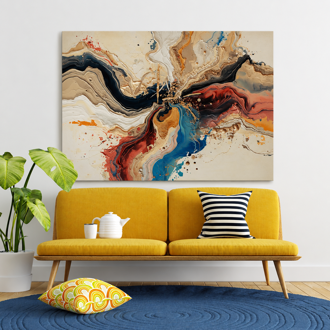 Luxury Fluid Abstract Canvas Wall Art Modern Marble Effect Painting