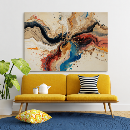 Luxury Fluid Abstract Canvas Wall Art Modern Marble Effect Painting