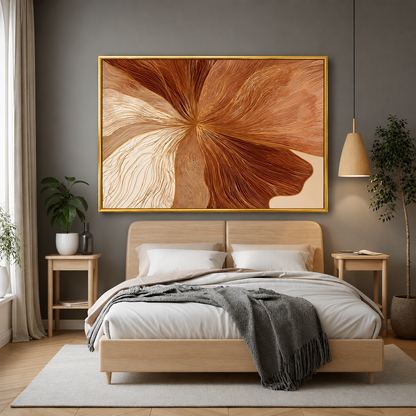 Brown Beige Abstract Canvas Wall Art for Modern Living Room Decor