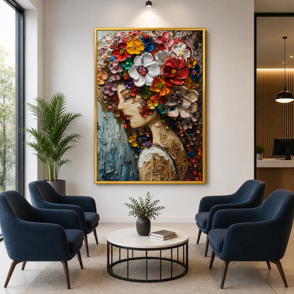 Floral Woman Canvas Wall Art,