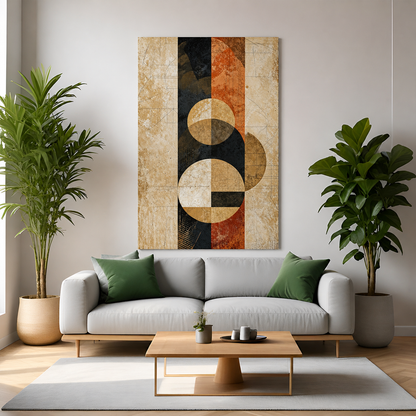 Modern Geometric Abstract Canvas Wall Art Vertical Living Room Decor