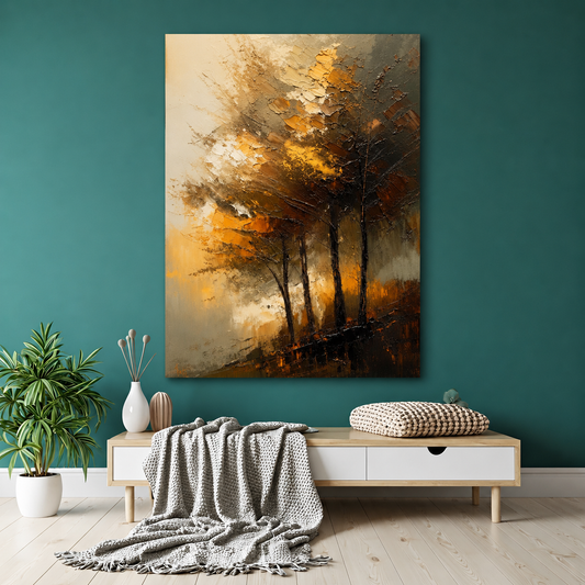 Abstract Forest Landscape Canvas Wall Art Modern Nature Painting Decor