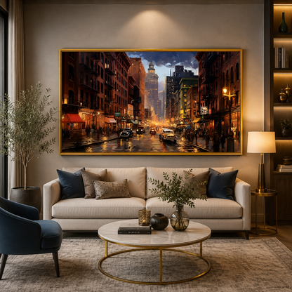 Modern Urban Cityscape Canvas Painting for Luxury Wall Decor