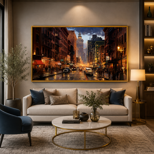 Modern Urban Cityscape Canvas Painting for Luxury Wall Decor