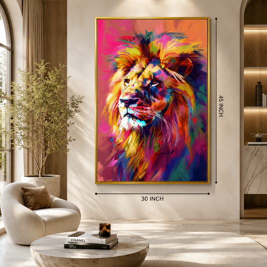 Vibrant Abstract Lion Canvas Painting for Modern Wall Decor
