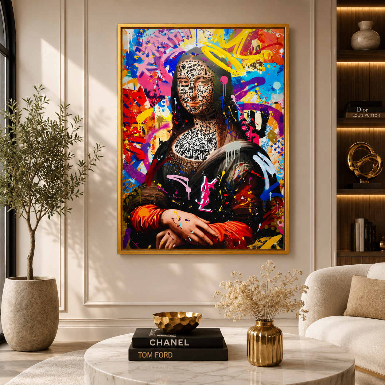Modern Graffiti Mona Lisa Wall Art Colorful Canvas Painting