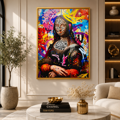 Modern Graffiti Mona Lisa Wall Art Colorful Canvas Painting