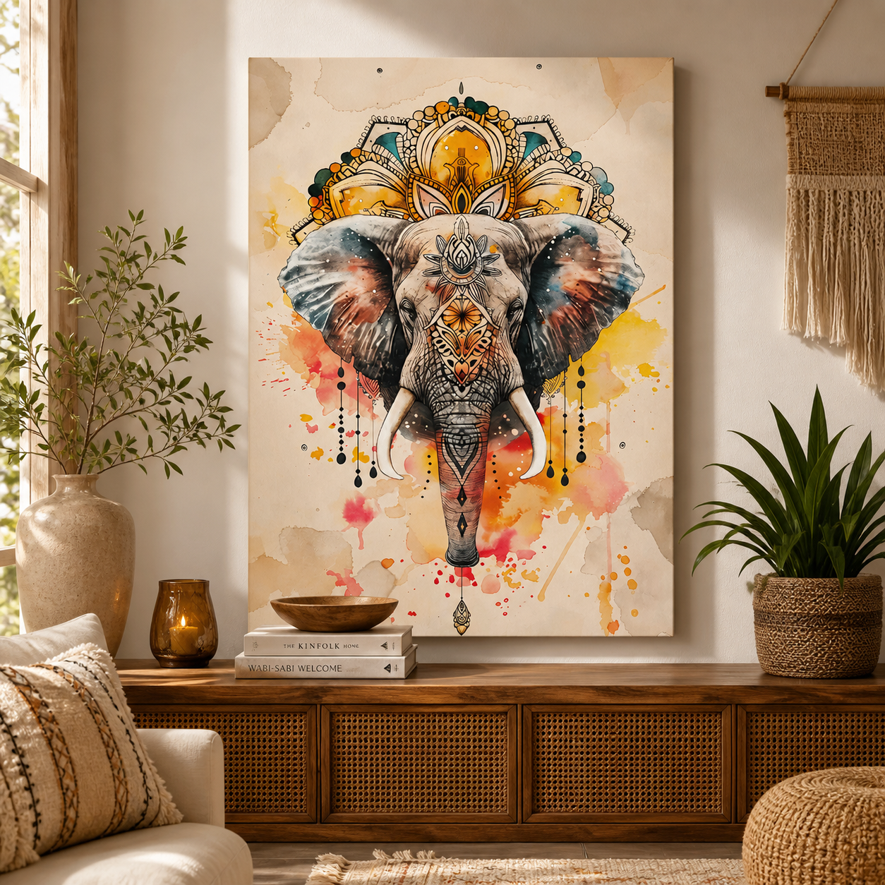 Majestic Mandala Elephant Art Painting for Elegant Home Decor
