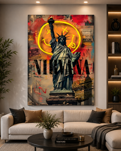 Grunge Liberty Wall Art Painting for Urban Modern Decor