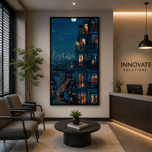 Luxury Night Apartment Cityscape Canvas Wall Art Painting