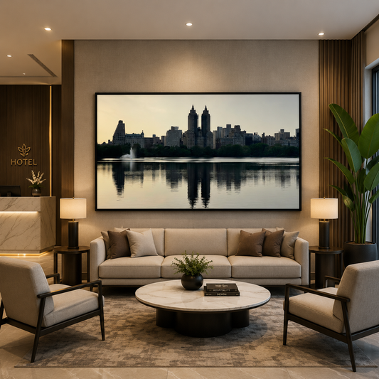 Modern City Skyline Canvas Painting for Elegant Wall Decor