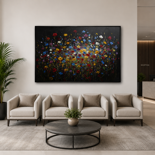 Colorful Wildflower Canvas Wall Art Modern Floral Painting Decor Home