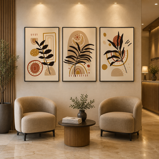 Boho Botanical Canvas Wall Art Set of 3