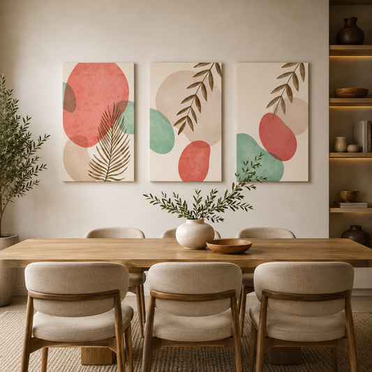 Abstract Botanical Canvas Wall Art Set of 3