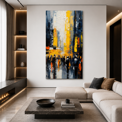 Abstract Cityscape Canvas Wall Art Modern Urban Skyline Painting Decor