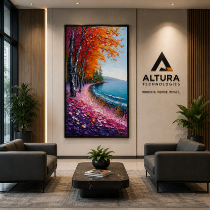 Vibrant Autumn Lakeside Landscape Canvas Wall Art for Home Decor