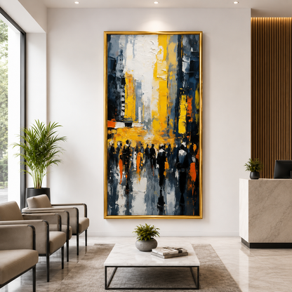 Abstract Cityscape Canvas Wall Art Modern Urban Skyline Painting Decor