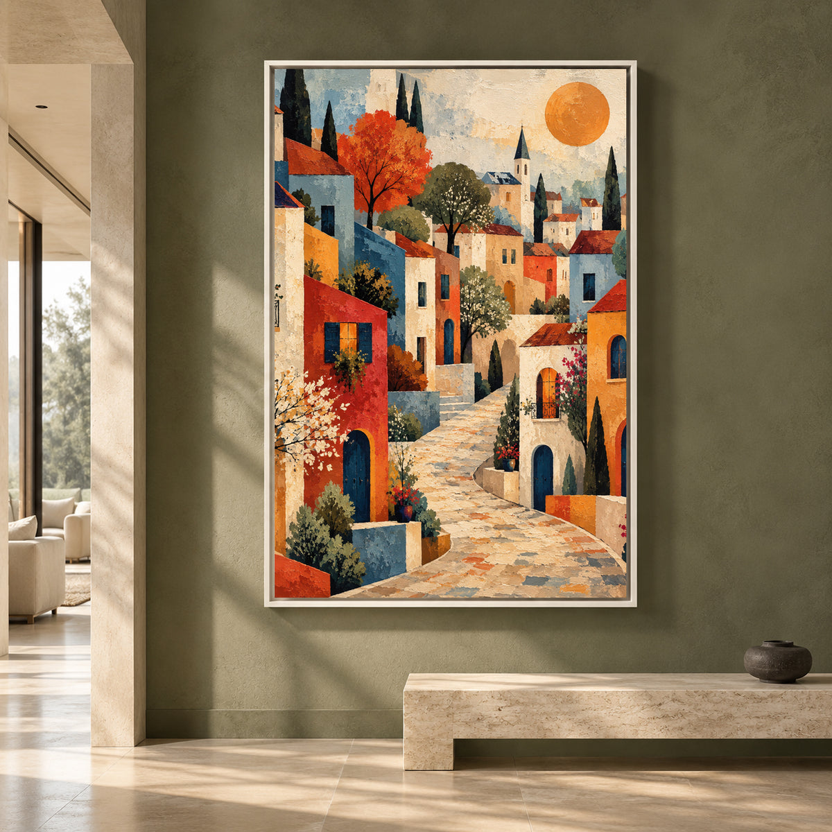 Mediterranean Village Landscape Canvas Wall Art