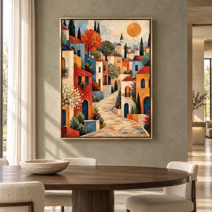 Mediterranean Village Landscape Canvas Wall Art