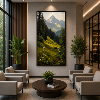 Mountain Valley Landscape Canvas Wall Art for Elegant Interiors