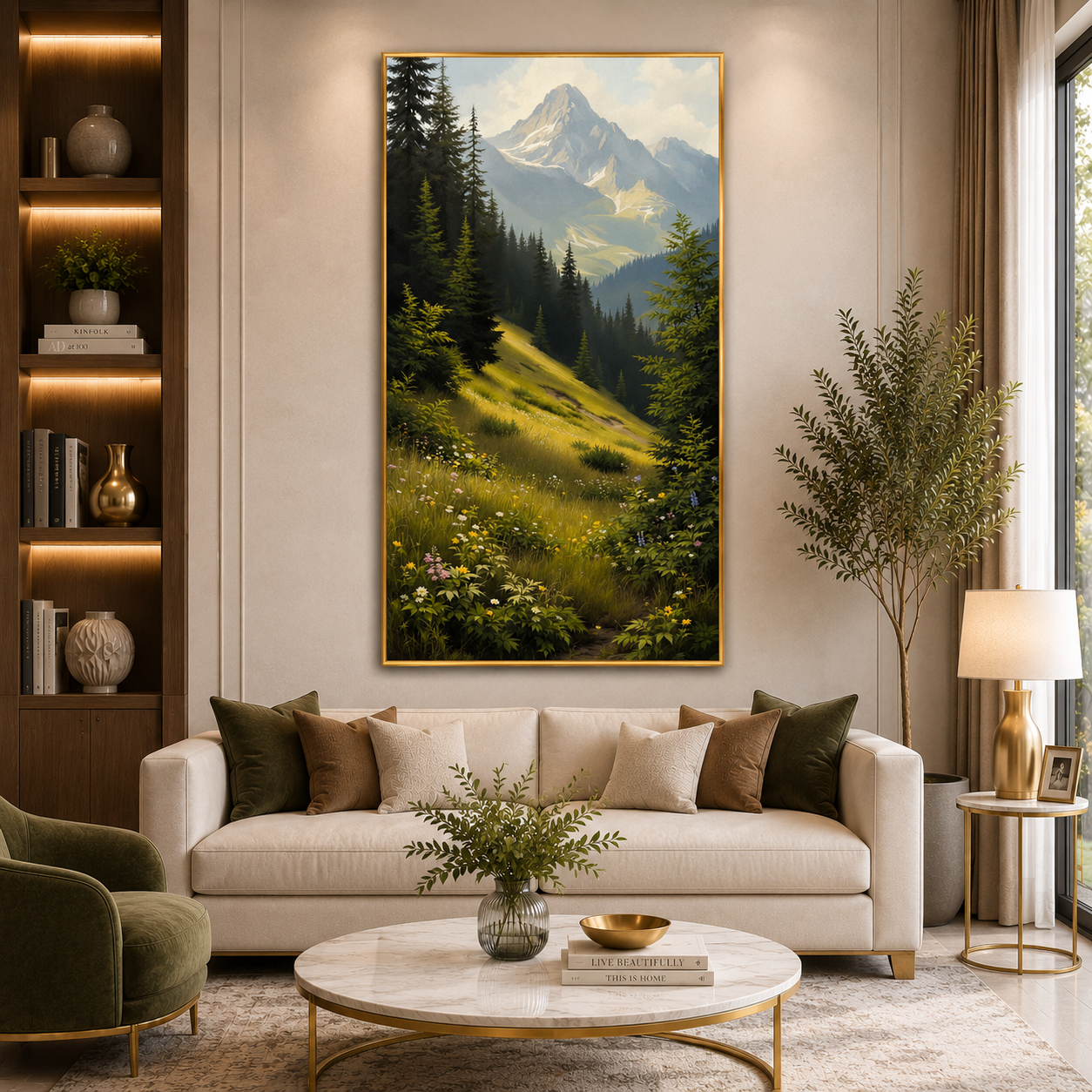 Mountain Valley Landscape Canvas Wall Art for Elegant Interiors