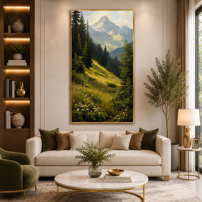 Mountain Valley Landscape Canvas Wall Art for Elegant Interiors