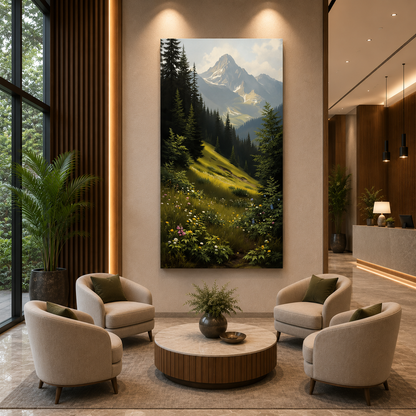 Mountain Valley Landscape Canvas Wall Art for Elegant Interiors