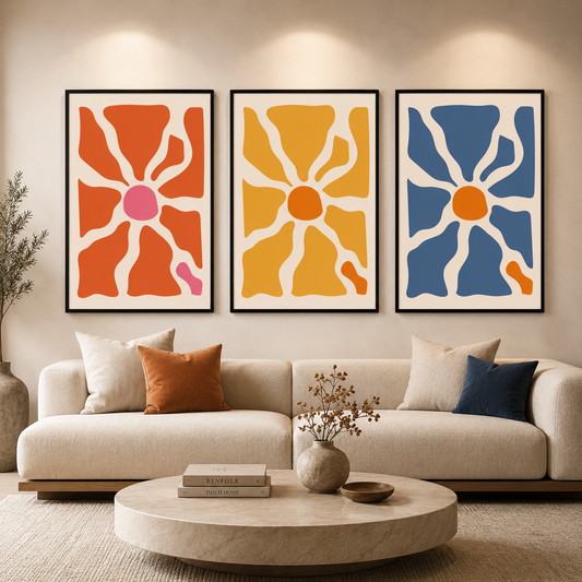 Abstract Floral Canvas Wall Art Set of 3
