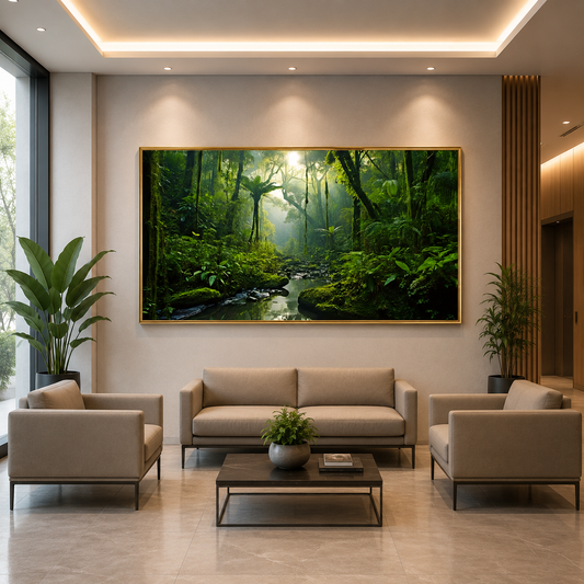 Lush Rainforest Stream Canvas Wall Art Tropical Nature Landscape