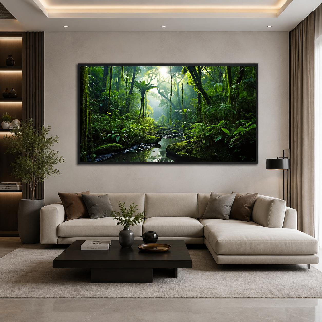 Lush Rainforest Stream Canvas Wall Art Tropical Nature Landscape