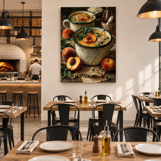 Rustic Peach Soup Wall Art for Farmhouse Kitchen Decor