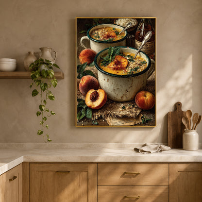 Rustic Peach Soup Wall Art for Farmhouse Kitchen Decor