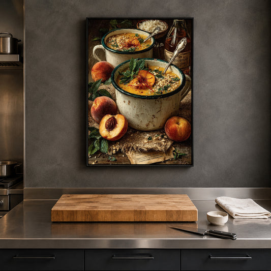 Rustic Peach Soup Wall Art for Farmhouse Kitchen Decor