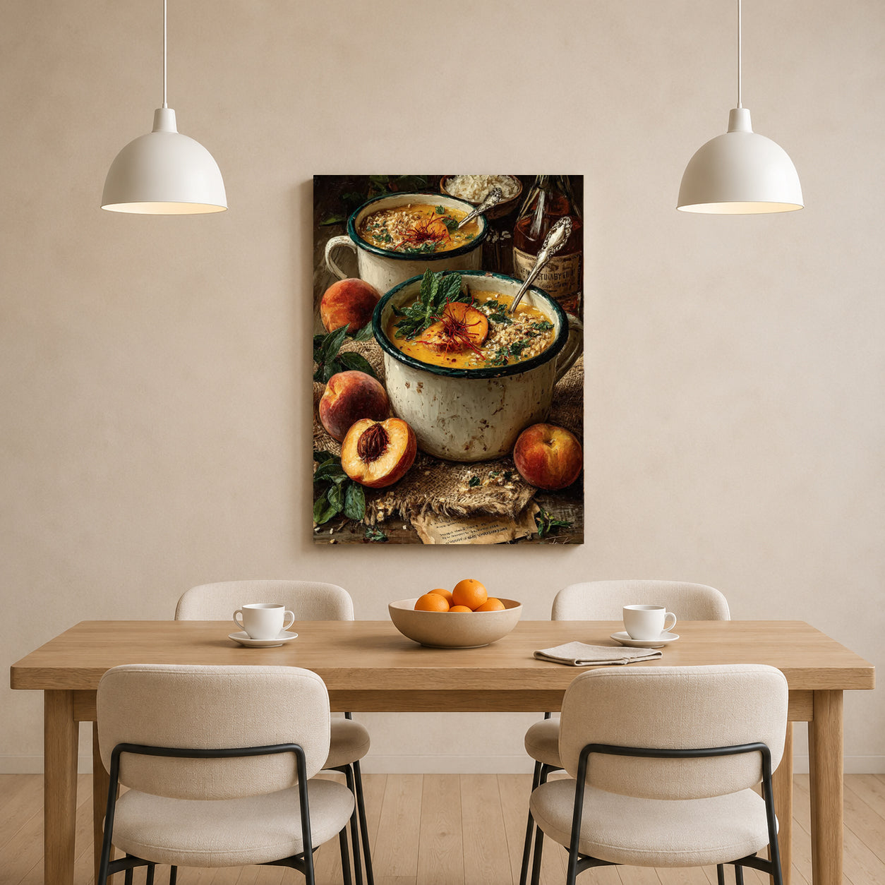 Rustic Peach Soup Wall Art for Farmhouse Kitchen Decor