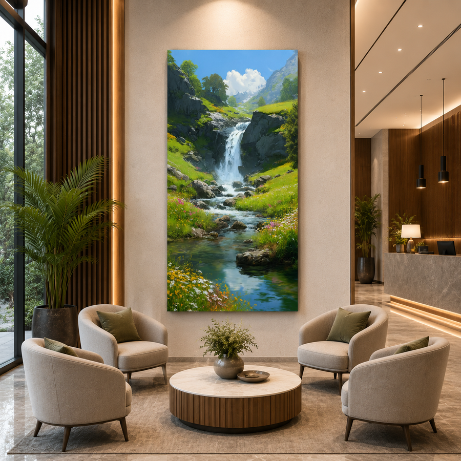 Mountain Waterfall Canvas Wall Art