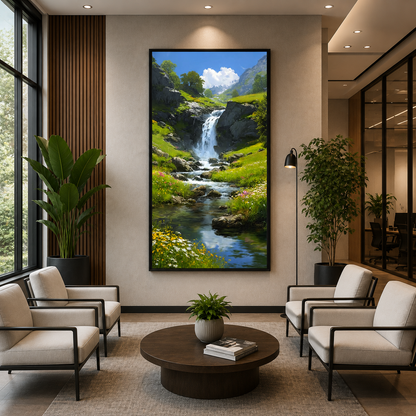 Mountain Waterfall Canvas Wall Art for Nature-Inspired Decor