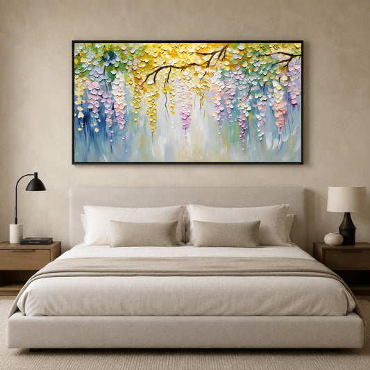 Wisteria Flower Canvas Wall Art Painting for Living Room