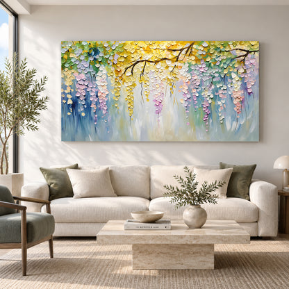 Wisteria Flower Canvas Wall Art Painting for Living Room