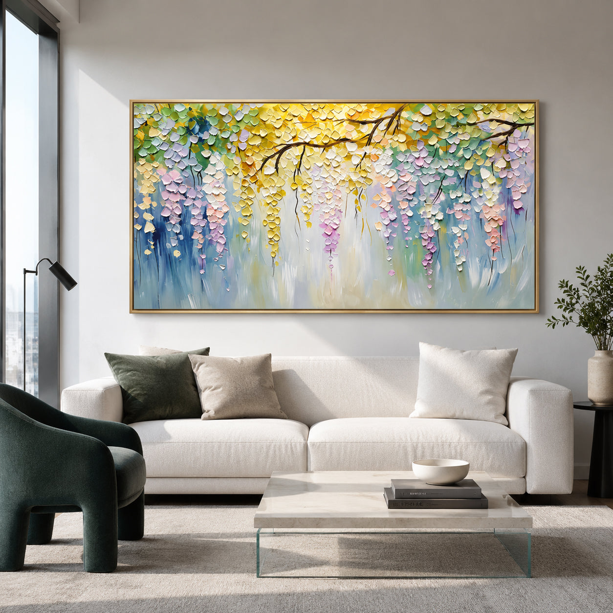 Wisteria Flower Canvas Wall Art Painting for Living Room