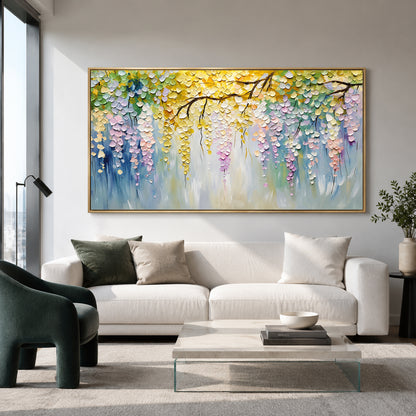 Wisteria Flower Canvas Wall Art Painting for Living Room