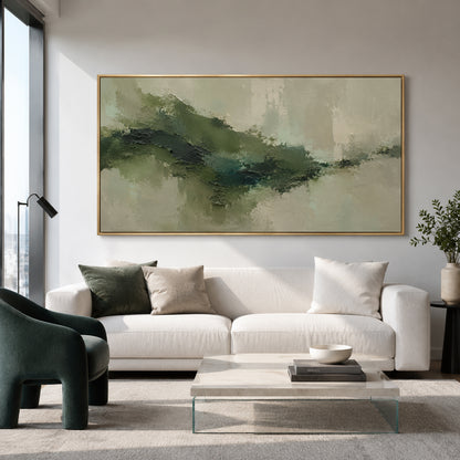 Earthy Green Textured Abstract Painting in Sage and Olive Tones